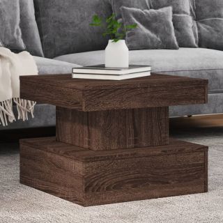 kohvilaud LED-tuledega, pruun tamm, 50 x 50 x 40 cm