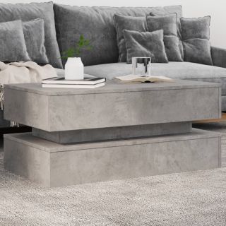 Журнальный столик со светодиодной подсветкой, бетонно-серый, 90x50x40 см
