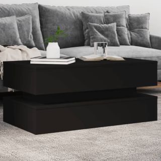 Журнальный столик со светодиодной подсветкой, черный, 90x50x40 см