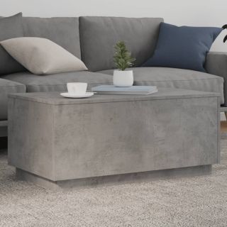 Журнальный столик со светодиодной подсветкой, бетонно-серый, 90x50x40 см
