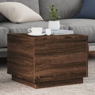 kohvilaud LED-tuledega, pruun tamm, 50 x 50 x 40 cm