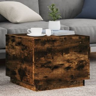kohvilaud LED-tuledega, suitsutatud tamm, 50x50x40 cm