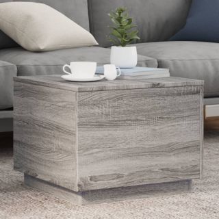 kohvilaud LED-tuledega, hall Sonoma tamm, 50 x 50 x 40 cm
