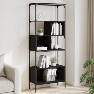 Книжный шкаф 5-ярусный, черный, 76 x 33 x 188,5 см, искусственное дерево