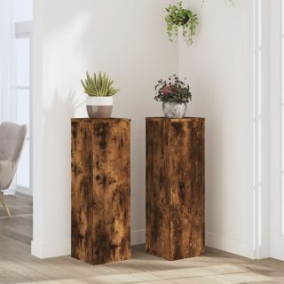 taimealused 2 tk, suitsutatud tamm, 25x25x80 cm, tehispuit