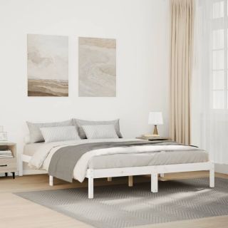 voodiraam ilma madratsita, valge, 140 x 210 cm, männipuit