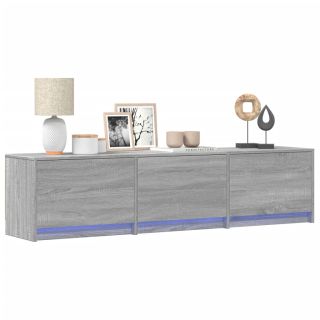 Тумба под телевизор со светодиодной подсветкой, цвет Sonoma серый, 165x34x40 см, искусственное дерево