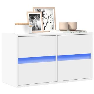 Белый подвесной шкаф для ТВ с LED подсветкой, 80 x 31 x 45 см