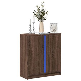 puhvetkapp LED-tulega, pruun tamm, 77x34x85 cm, tehispuit