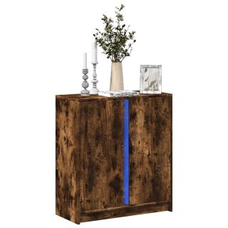puhvetkapp LED-tulega, suitsutatud tamm, 77x34x85 cm tehispuit