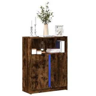 puhvetkapp LED-tulega, suitsutatud tamm, 77x34x100 cm tehispuit