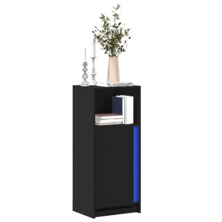 puhvetkapp LED-tulega, must, 42,5x34x100 cm, tehispuit