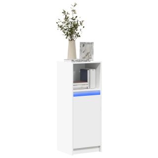 puhvetkapp LED-tulega, valge, 38x34x100 cm, tehispuit