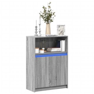 puhvetkapp LED-tulega, hall Sonoma tamm, 72x34x100 cm tehispuit