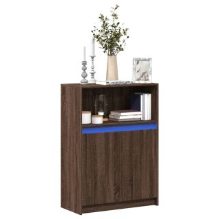 puhvetkapp LED-tulega, pruun tamm, 72x34x100 cm, tehispuit