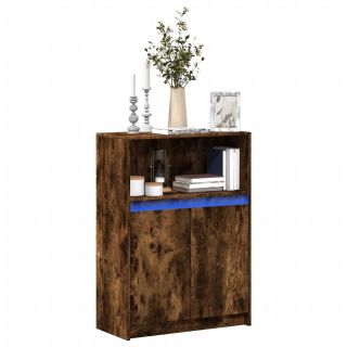 puhvetkapp LED-tulega, suitsutatud tamm, 72x34x100 cm tehispuit