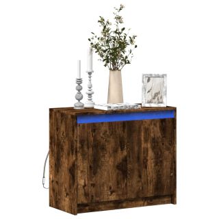Буфет со светодиодной подсветкой, дымчатый дуб, 72x34x61 см, искусственное дерево