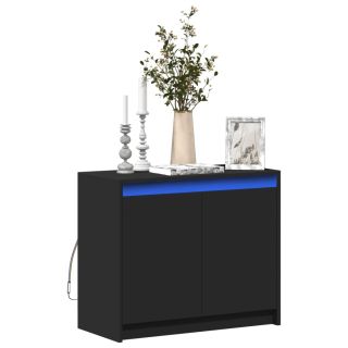 puhvetkapp LED-tulega, must, 72x34x61 cm, tehispuit