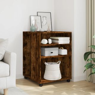 приставной столик на колесиках, копченый дуб, 55x60x78 см, искусственное дерево