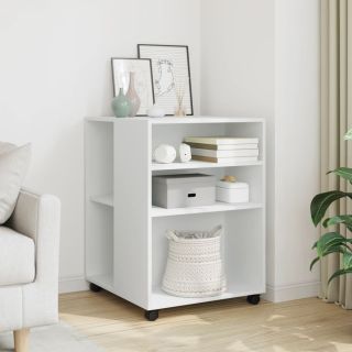 дополнительный столик на колесах, белый, 55 x 60 x 78 см, искусственное дерево