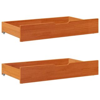 voodiralused sahtlid 2 tk, vahapruun, 90x55x17 cm männipuit