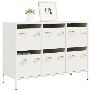 puhvetkapp valge 101,5x39x73,5 cm külmvaltsitud teras
