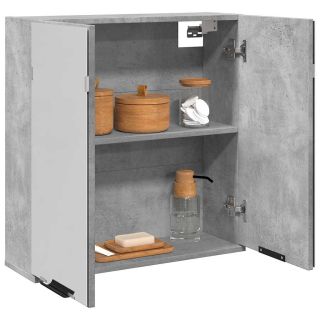 зеркало в ванной комнате, шкафчик, бетон, серый, 64x20x66,5 см, конструкция из дерева