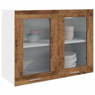 rippuv klaaskapp “Lyon” Vana puit 80x31x60 cm Engineered Wood