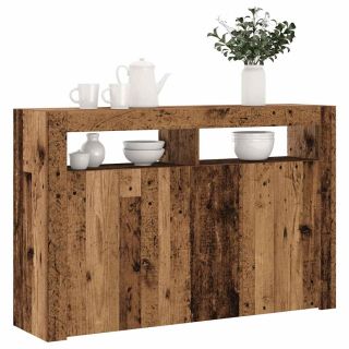 puhvetkapp LED-tulega, vana puit, 115,5x30x75 cm, tehispuit
