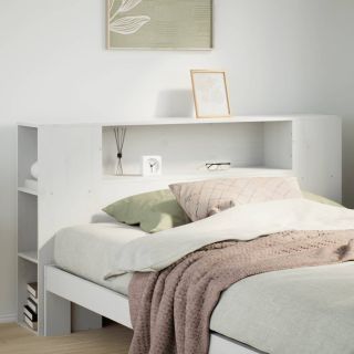 hoiuruumiga voodipeats, valge, 160 cm, männipuit