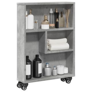 Узкая тележка для хранения, бетонно-серая, 48 x 13 x 68 см, искусственное дерево