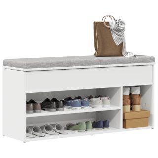 Скамья для обуви белая 102x30,5x45 см, инженерная древесина