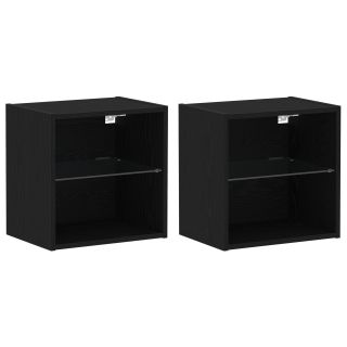Kootud Riiul 2 tk Must Tamme 40x28,5x40 cm Töödeldud Puit