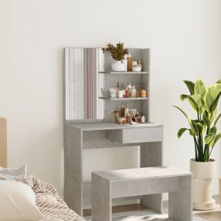 peegliga tualettlaud, betoonhall, 74,5 x 40 x 141 cm