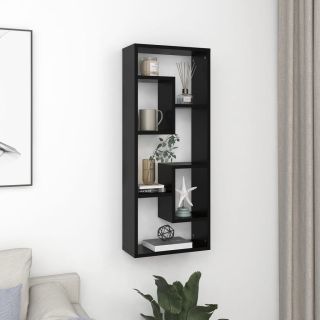 полка настенная, черная, 36 x 16 x 90 см, искусственное дерево