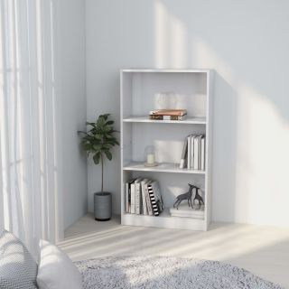 3-korruseline raamaturiiul valge 60x24x108 cm tehispuit