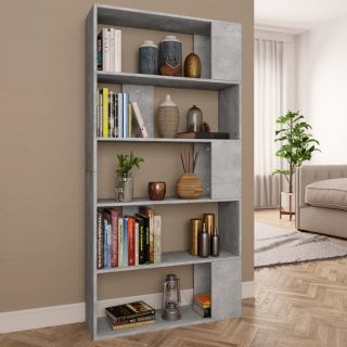 Книжный шкаф/разделитель комнаты, бетонно-серый, 80x24x159 см, искусственное дерево