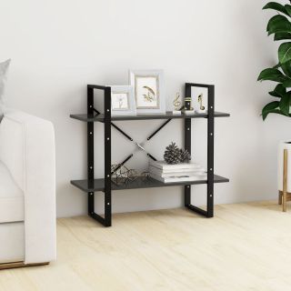 Двухъярусная книжная полка, серая, 80x30x70 см, искусственное дерево
