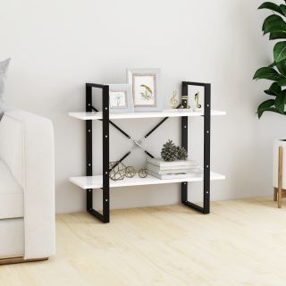 Двухъярусная книжная полка, белая, 60x30x70 см, искусственное дерево