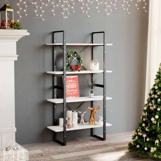 4-х уровневый книжный шкаф, 80 x 30 x 140 см, белый, сосна