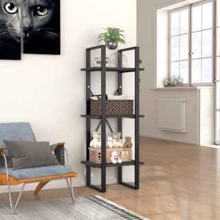 Книжная полка 3-х ярусная, серая, 40x30x105 см, искусственное дерево
