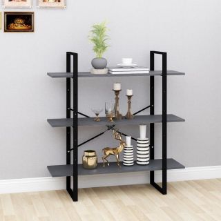 3-х уровневый книжный шкаф, 100 x 30 x 105 см, серый, сосна