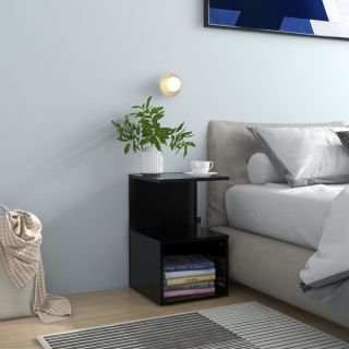 тумбочка прикроватная, черная, 35x35x55 см, искусственное дерево