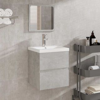 vannitoakapp peegliga, betoonhall, tehispuit
