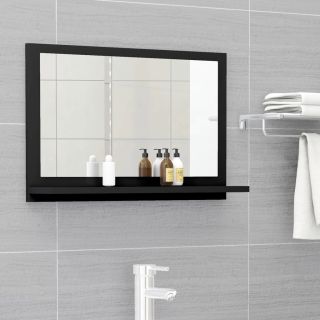 зеркало для ванной комнаты, черный 60x10,5x37 см, искусственное дерево