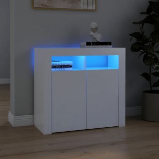 puhvetkapp LED-tulega, valge, 80 x 35 x 75 cm