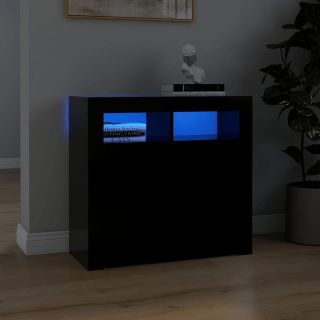 puhvetkapp LED-tulega, must, 80 x 35 x 75 cm