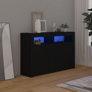 puhvetkapp LED-tulega, must, 115,5x30x75 cm