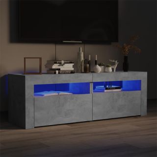 Тумба под телевизор с LED-подсветкой, бетонно-серая, 120x35x40 см