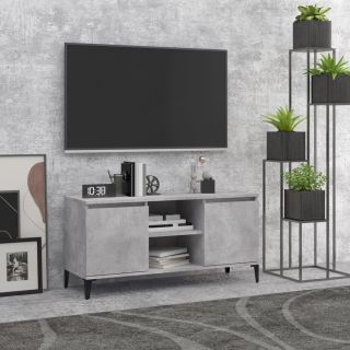 Тумба под телевизор с металлическими ножками, бетонно-серая, 103,5 x 35 x 50 см